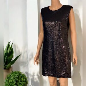 Black Sequin Sleeveless Mini Dress